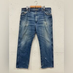 Vintage Distressed Wrangler 13MWZPW Jeans, Size 38X32, Faded